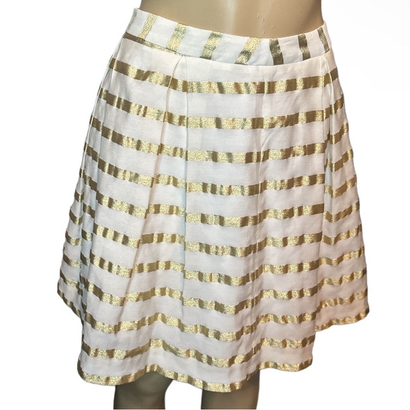 Lilly Pulitzer Dresses & Skirts - Lilly Pulitzer ~ Size 0 ~ Kylie Skirt Resort White/Gold Stripe Sateen Women's